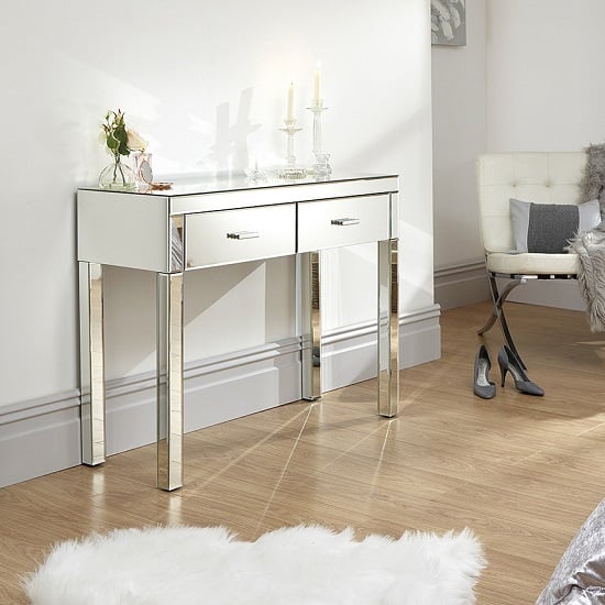 Veniton Mirrored Rectangular Dressing Table With 2 Drawers_1