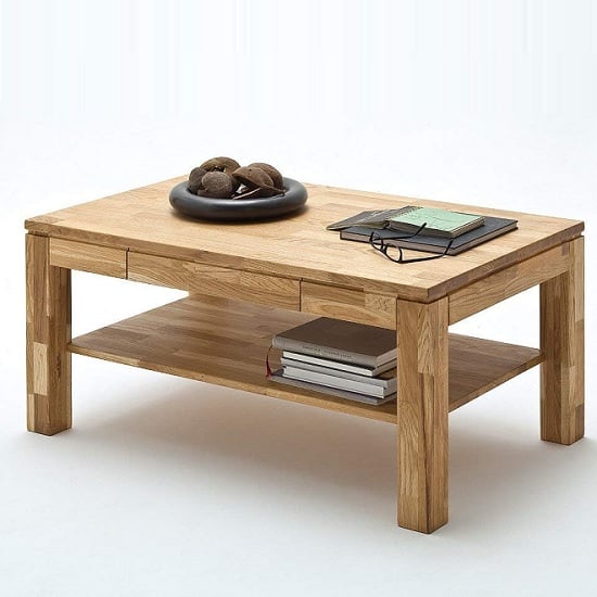 Photo of Cambridge wooden coffee table rectangular in knotty oak