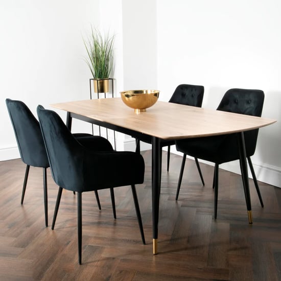 Product photograph of Carrboro Wooden Extending Dining Table With 6 Chairs In Oak from Furniture in Fashion