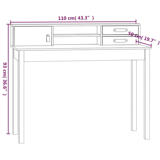 Cambridge Wooden Laptop Desk 1 Door 2 Drawers In White