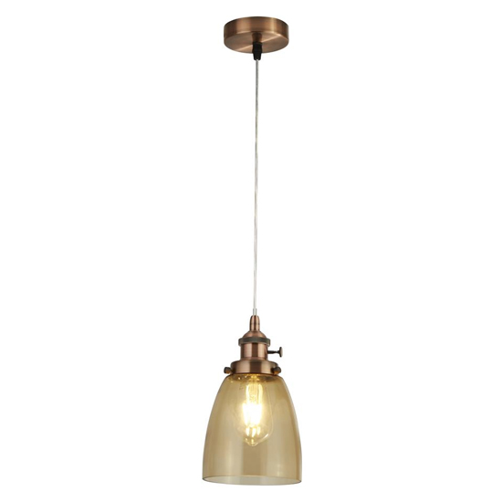 Read more about Camden amber glass ceiling pendant light in copper