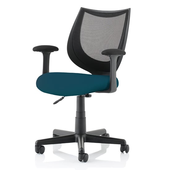 Product photograph of Camden Black Mesh Office Chair With Maringa Teal Seat from Furniture in Fashion