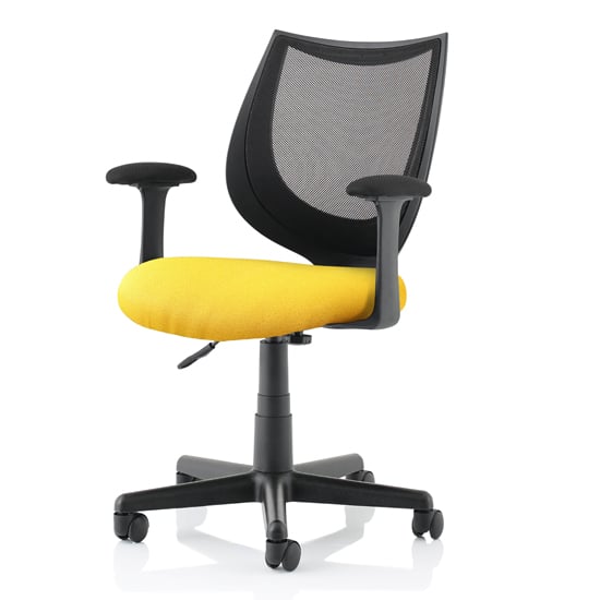 Product photograph of Camden Black Mesh Office Chair With Senna Yellow Seat from Furniture in Fashion