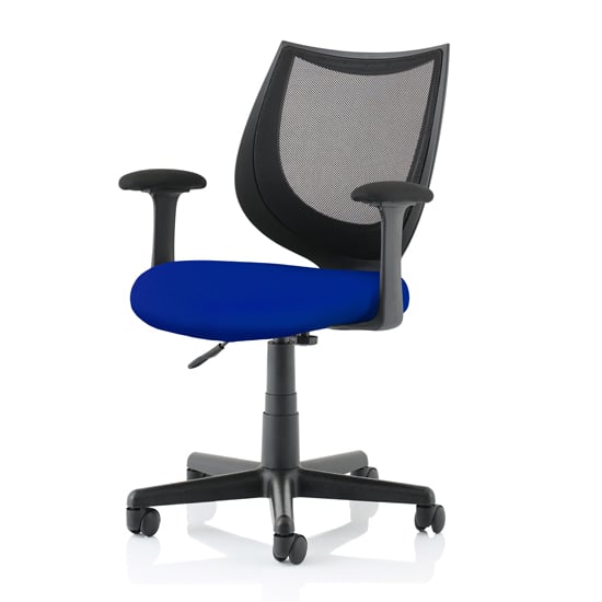 Photo of Camden black mesh office chair with stevia blue seat