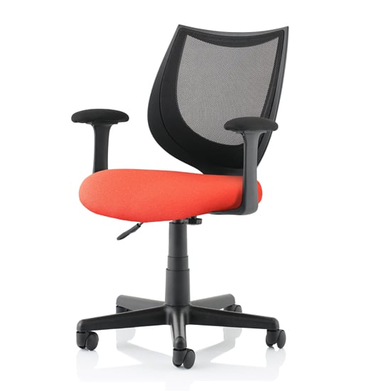 Photo of Camden black mesh office chair with tabasco red seat