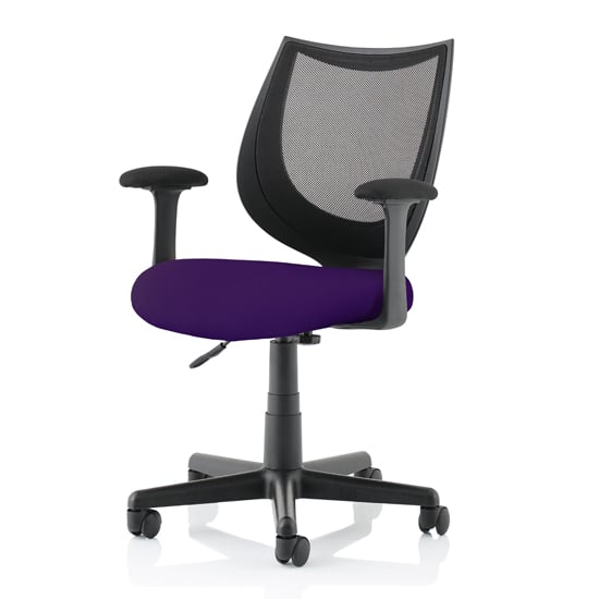 Photo of Camden black mesh office chair with tansy purple seat