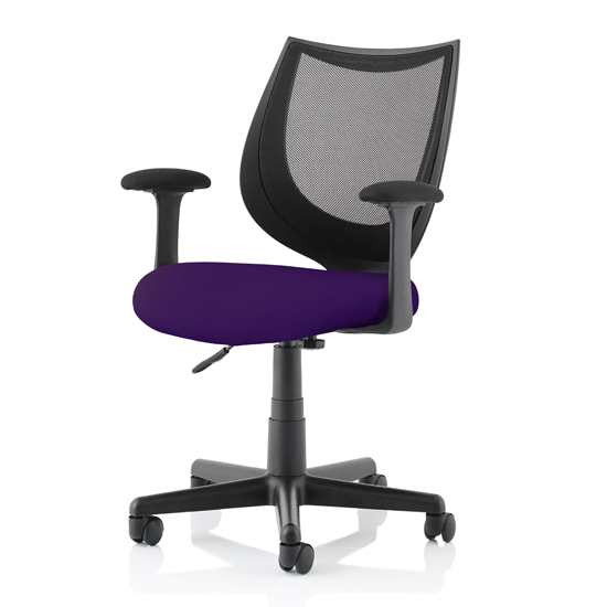 Product photograph of Camden Black Mesh Office Chair With Tansy Purple Seat from Furniture in Fashion