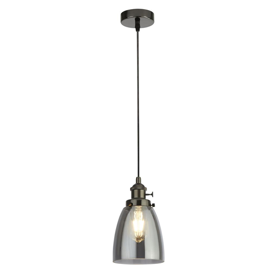 Read more about Camden smoked glass ceiling pendant light in black chrome