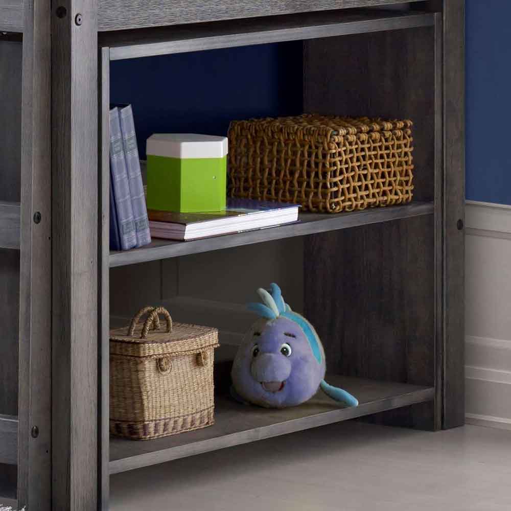 Camden Wooden Children Mid Sleeper Bed Left Ladder In Dark Grey