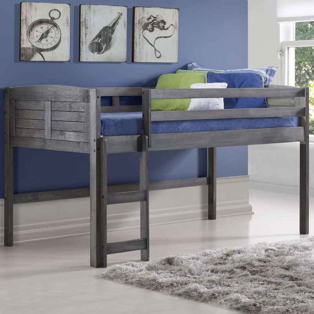 Camden Wooden Children Mid Sleeper Bed Left Ladder In Dark Grey