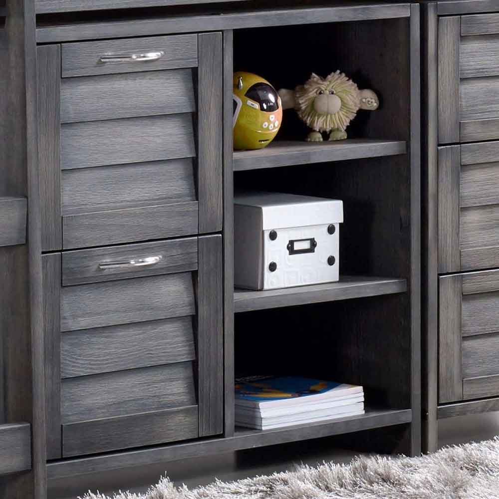 Camden Wooden Children Mid Sleeper Bed Right Ladder In Dark Grey