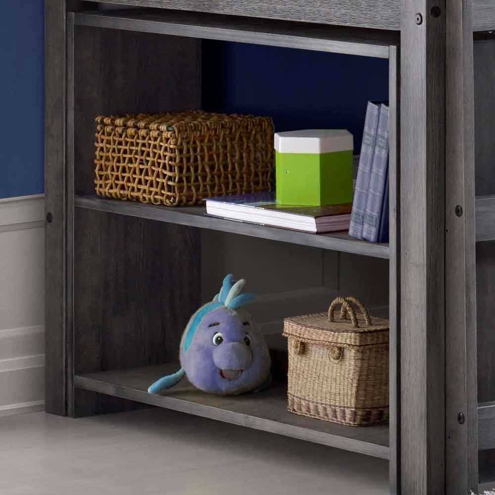 Camden Wooden Children Mid Sleeper Bed Right Ladder In Dark Grey
