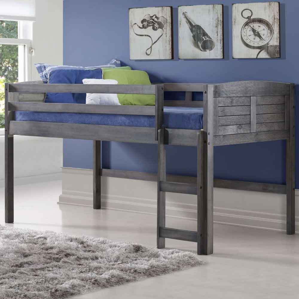Camden Wooden Children Mid Sleeper Bed Right Ladder In Dark Grey