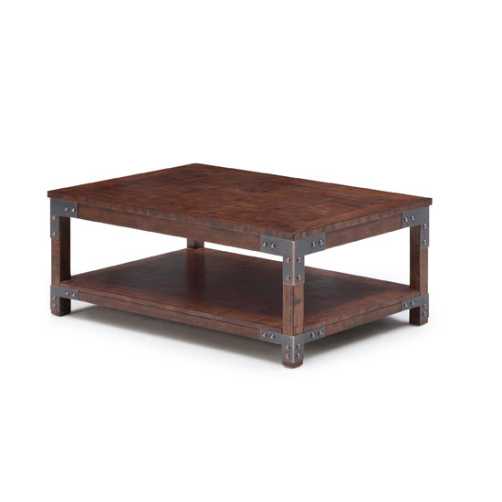 Photo of Camden wooden coffee table in birch veneer with metal accents