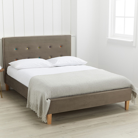 Read more about Camdyn upholstered fabric double bed in grey