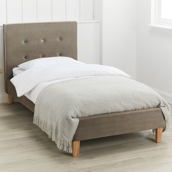 Read more about Camdyn upholstered fabric single bed in grey
