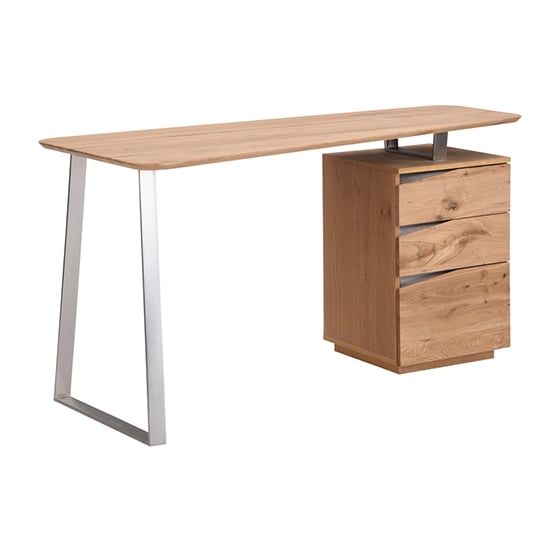 Camelia Wooden Computer Desk With 3 Drawers In Knotty Oak_3