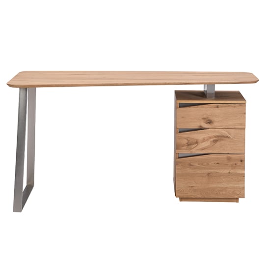 Camelia Wooden Computer Desk With 3 Drawers In Knotty Oak_4