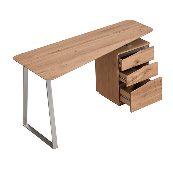 Camelia Wooden Computer Desk With 3 Drawers In Knotty Oak_5
