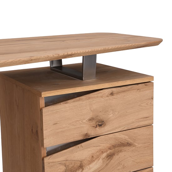 Camelia Wooden Computer Desk With 3 Drawers In Knotty Oak_7