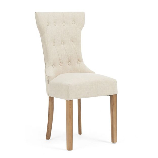 Absoluta Beige Fabric Dining Chairs With Oak Legs In A Pair_2