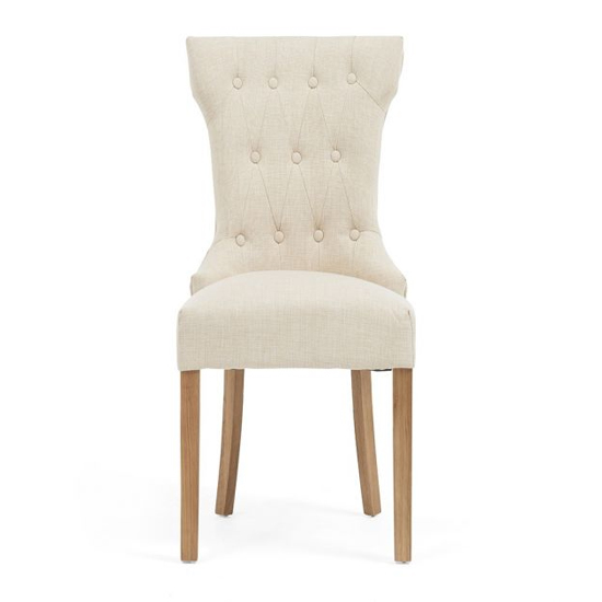 Absoluta Beige Fabric Dining Chairs With Oak Legs In A Pair_3