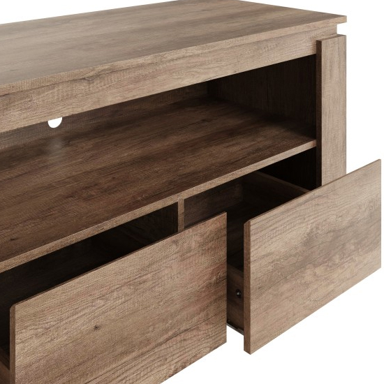 Caister Wooden TV Stand With 2 Drawers In Oak