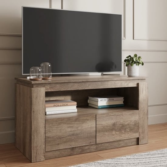 Read more about Camerton wooden tv stand with 2 drawers in oak