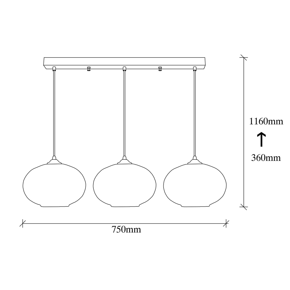 Carmini 3 Light Metal Ceiling Pendant Light in Black and Honey