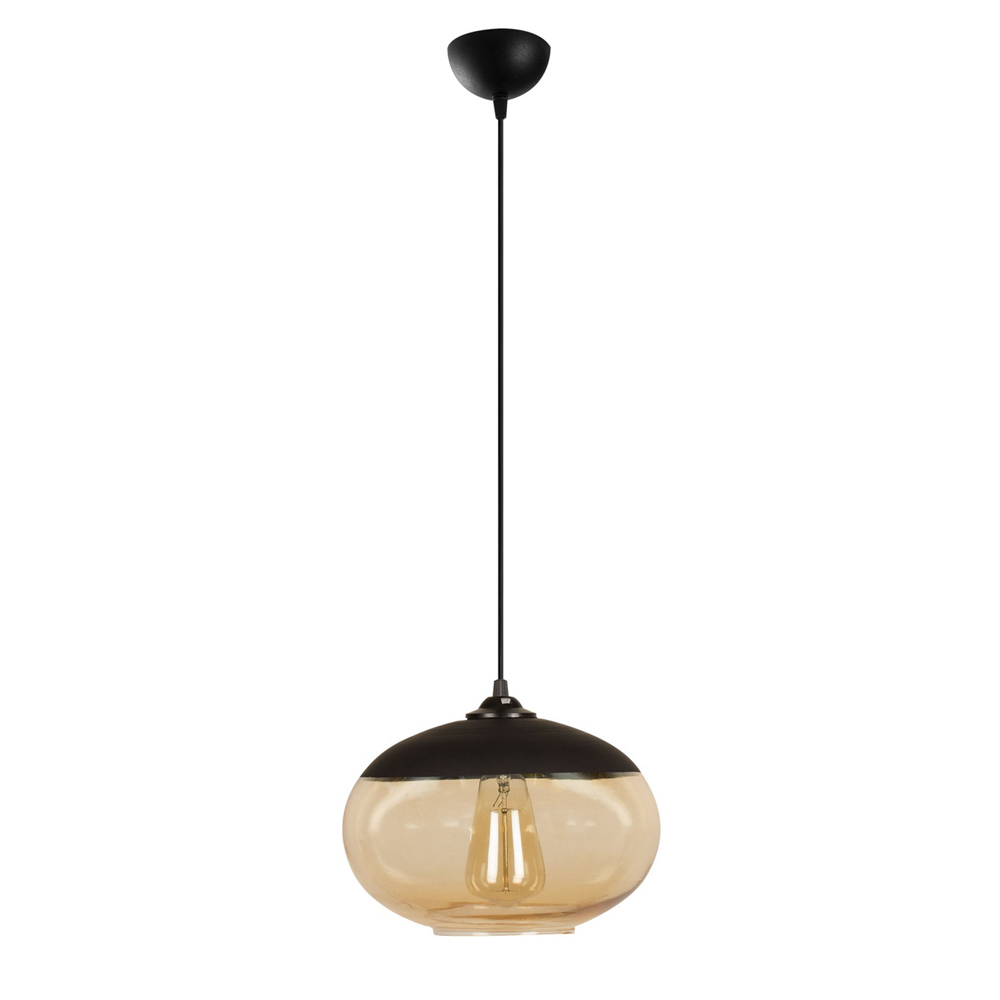 Carmini Oval Metal Ceiling Pendant Light in Black and Honey