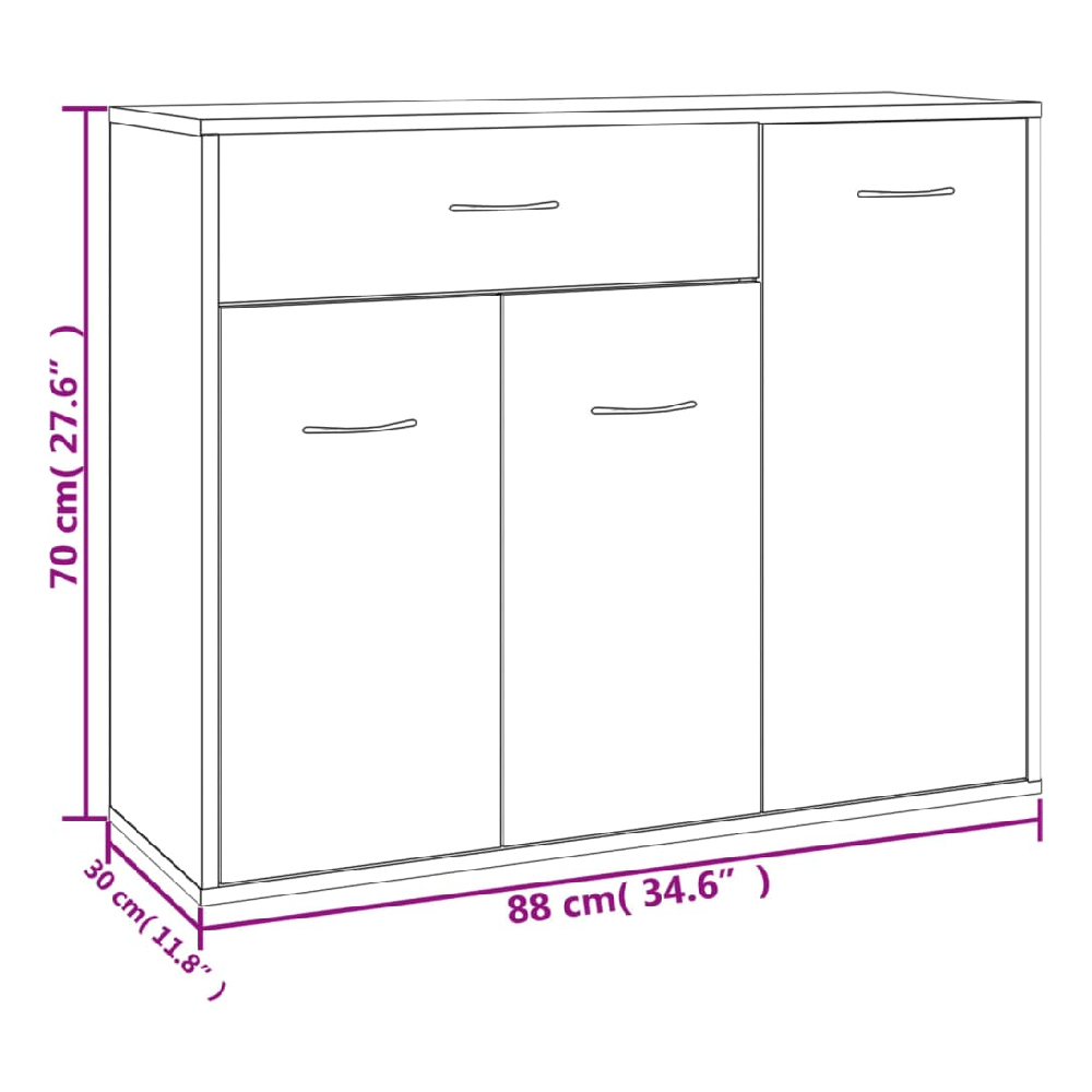 Camino Wooden Sideboard With 3 Doors 1 Drawer In Concrete Grey