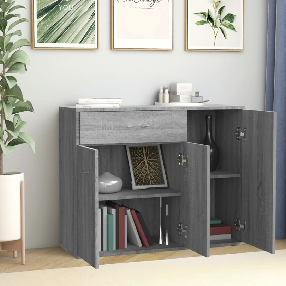 Camino Wooden Sideboard With 3 Doors 1 Drawer In Grey Sonoma
