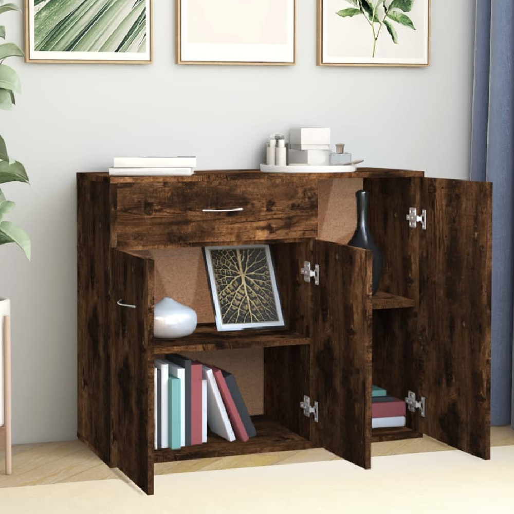 Camino Wooden Sideboard With 3 Doors 1 Drawer In Smoked Oak