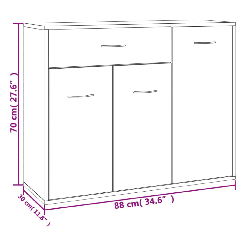 Camino Wooden Sideboard With 3 Doors 1 Drawer In Smoked Oak