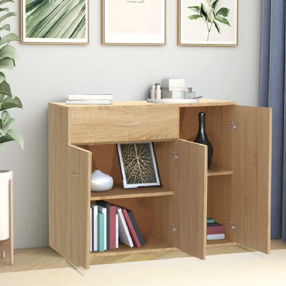 Camino Wooden Sideboard With 3 Doors 1 Drawer In Sonoma Oak