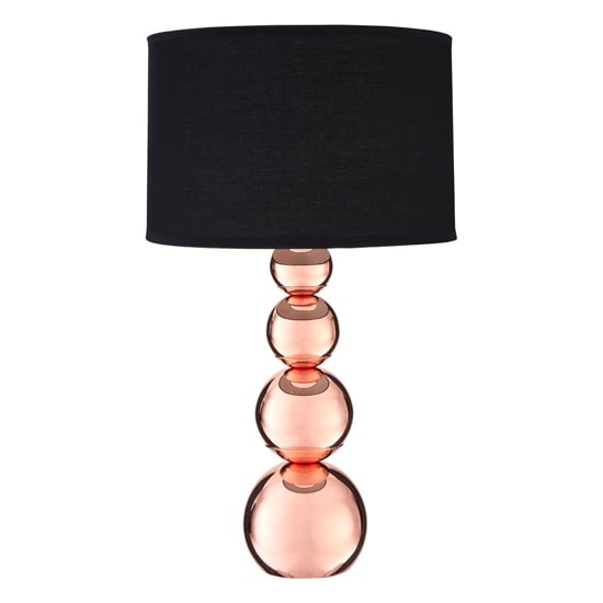 Photo of Camox black fabric shade table lamp with copper metal base