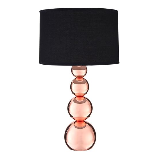 Camox Black Fabric Shade Touch Table Lamp With Copper Base
