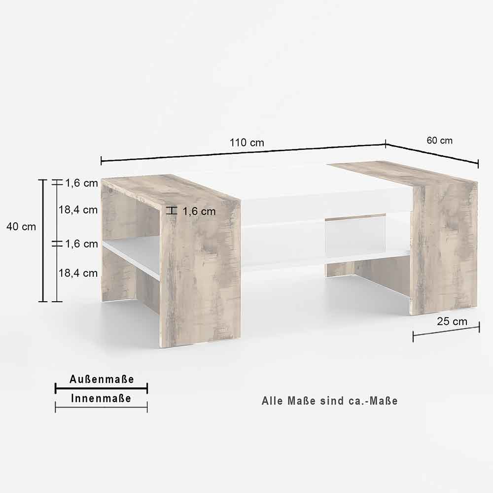 Campbell High Gloss Coffee Table In White And Pereira Maple