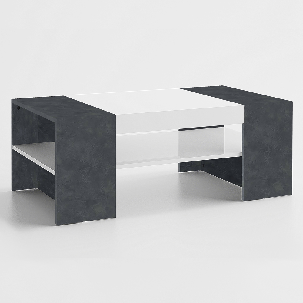Campbell High Gloss Coffee Table In White And Report