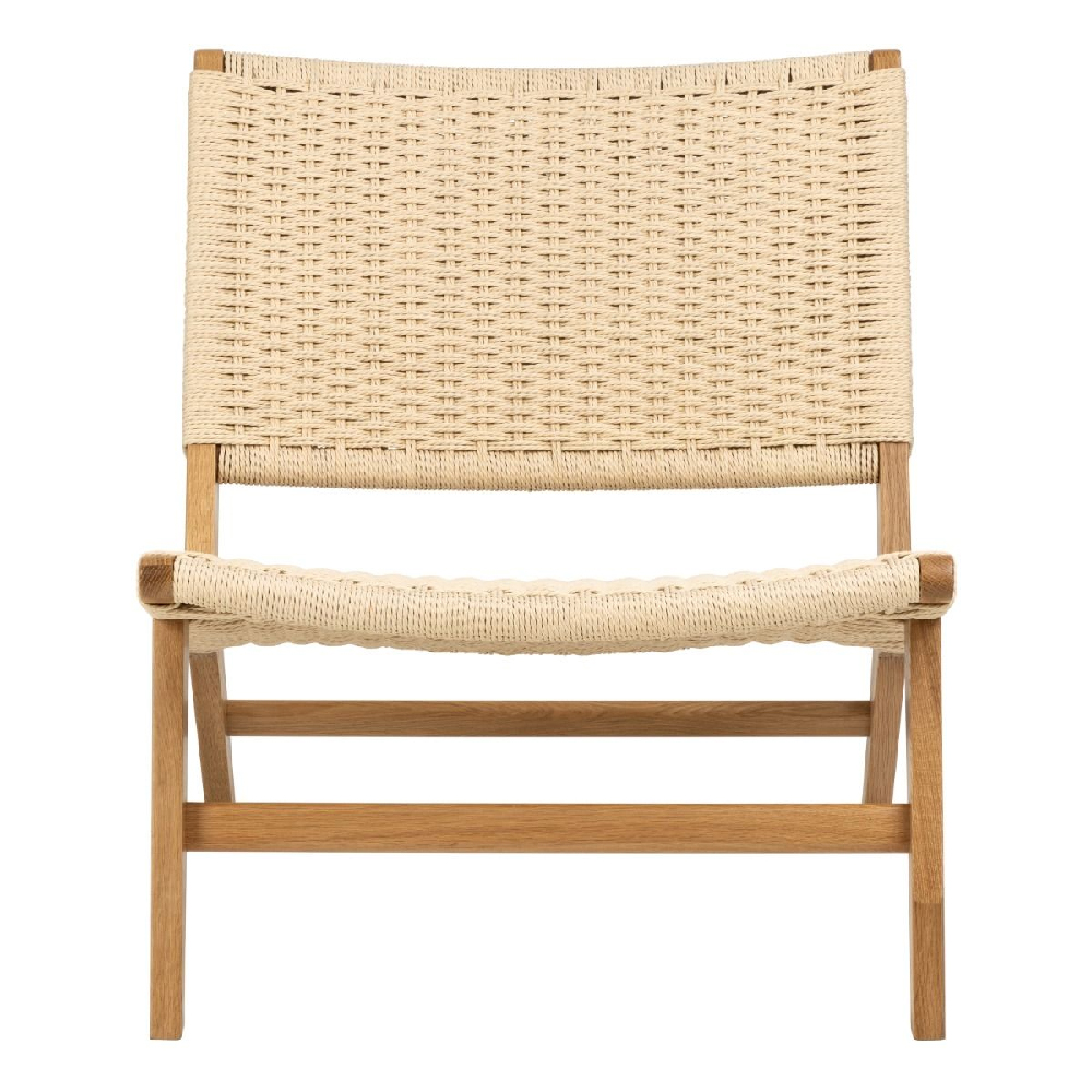 Campbell Wooden Lounge Chair in Off White and Oak