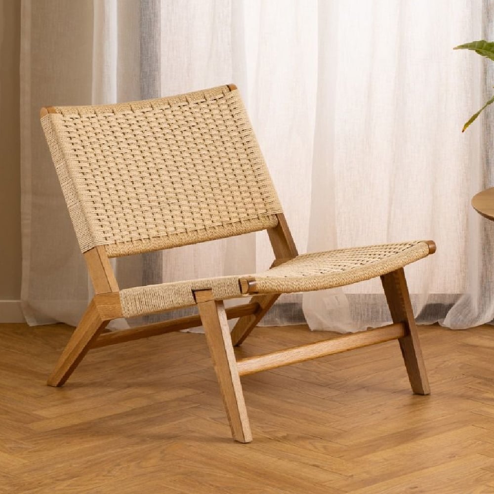Read more about Campbell wooden lounge chair in off white and oak