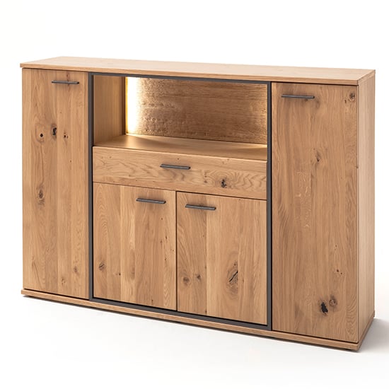 Campinas LED Highboard In Knotty Oak With 4 Doors 1 Drawer_2
