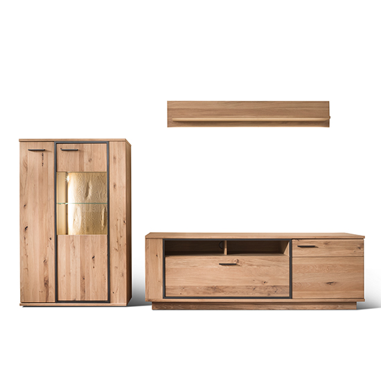 Campinas LED Living Room Set In Knotty Oak With Display Unit_3