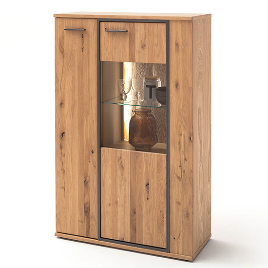 Campinas Small LED Highboard In Knotty Oak With 2 Doors_2