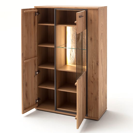 Campinas Small LED Highboard In Knotty Oak With 2 Doors_3