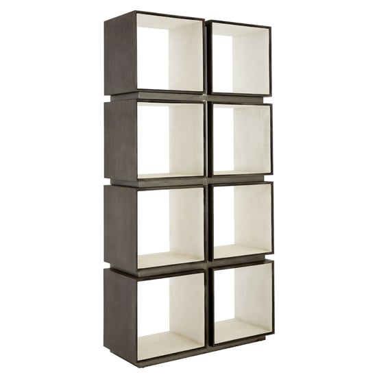 Product photograph of Campond Wooden Shelving Unit In Silver And Dark Grey from Furniture in Fashion