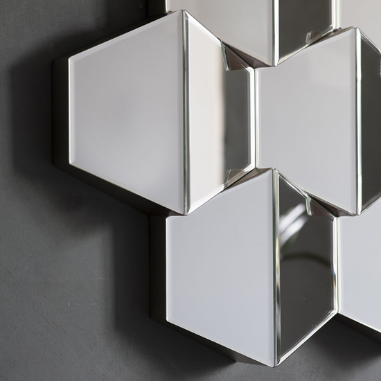 Camrose Glass Hexagonal Bevelled Wall Mirror In Silver