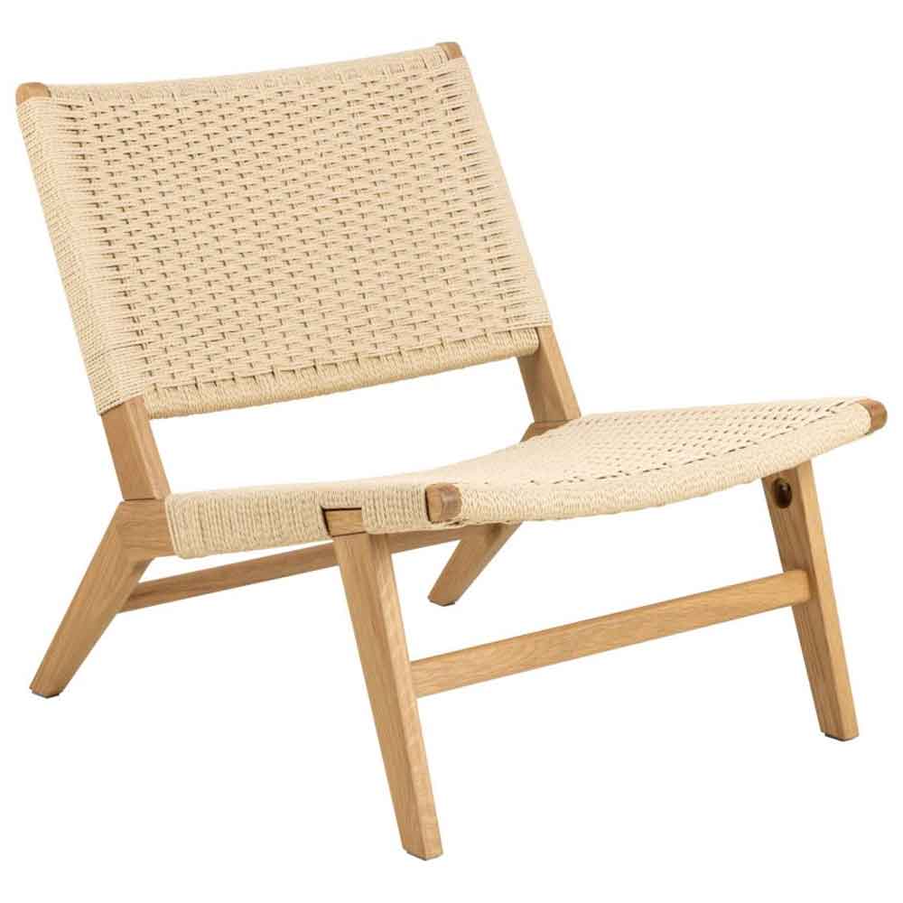 Camrose Weaved Pattern Rattan Lounge Chair - Off White