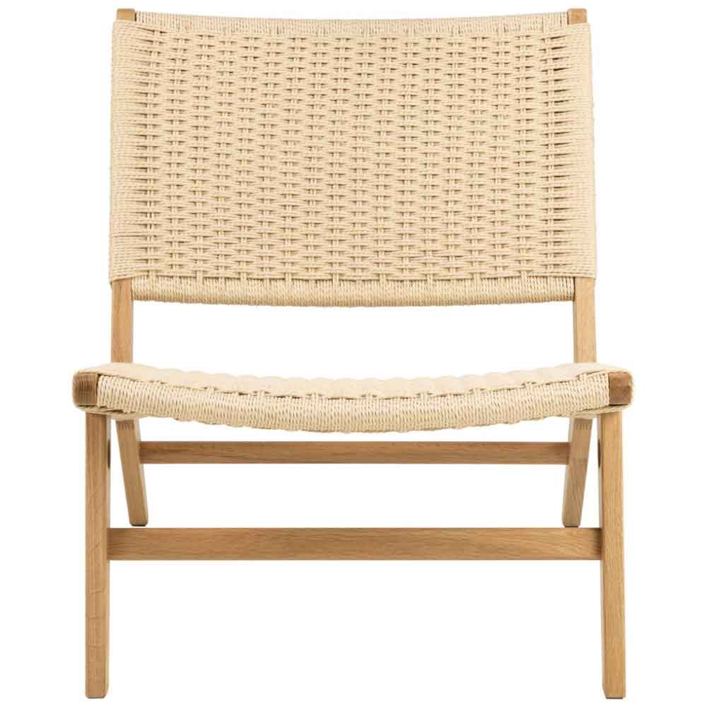 Camrose Weaved Pattern Rattan Lounge Chair - Off White