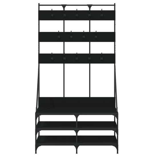 Camrose Wooden Clothes Rack With Shoe Storage In Black